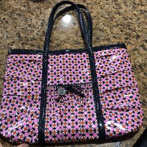 Vera Bradley Pink/Navy Blue Frill Shopper Tote